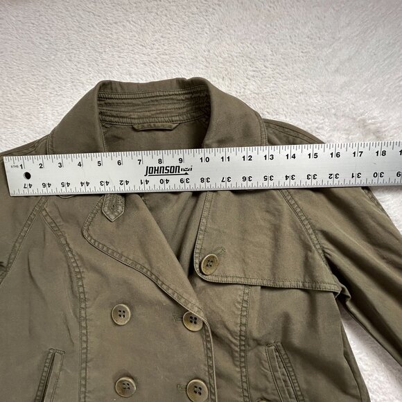 Sundance Womens Olive Green Double-Breasted Pea Coat Small Cotton Cropped Pocke - Picture 5 of 7